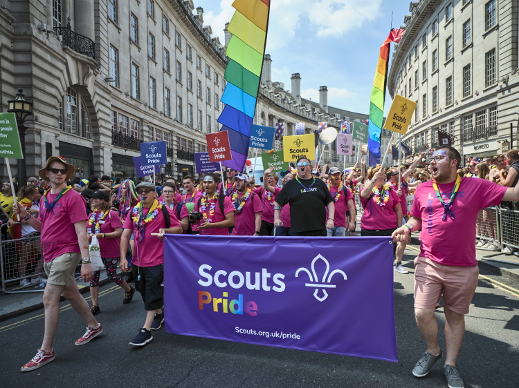 A group of Scouts at London Pride